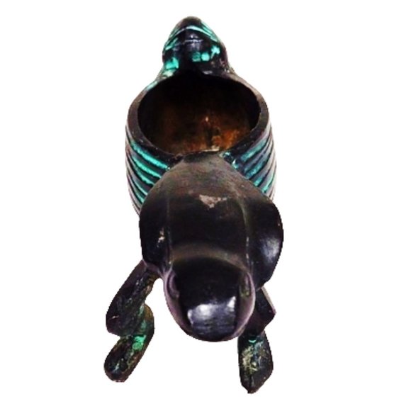 Vintage Whimsical MCM Asian Inspired Bronze Frog Pulling an Upturned Shell 1950s - Picture 4 of 12